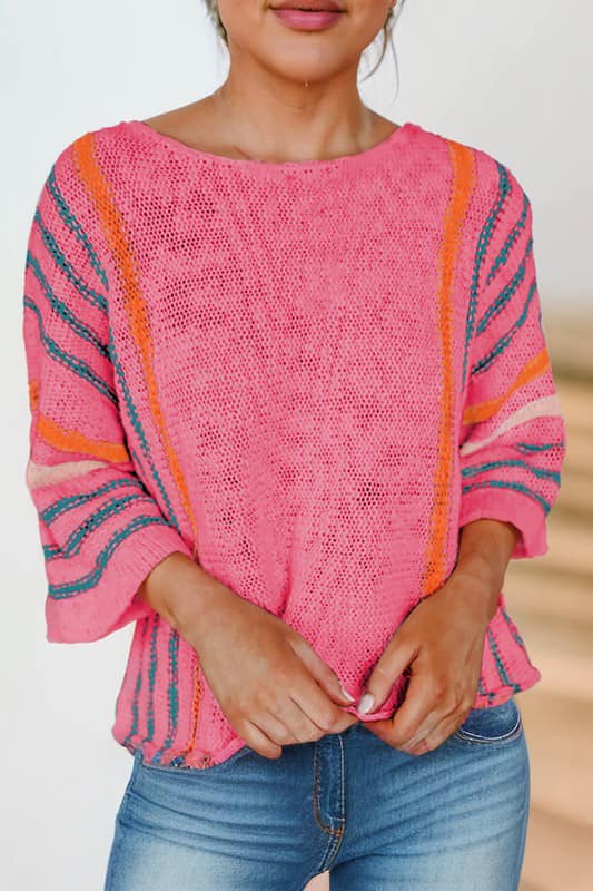 Lightweight Wide Sleeve Stripe Knit