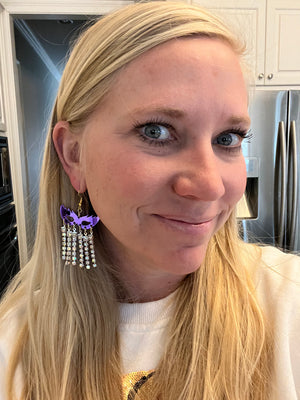 Acrylic Mardi Gras Earrings