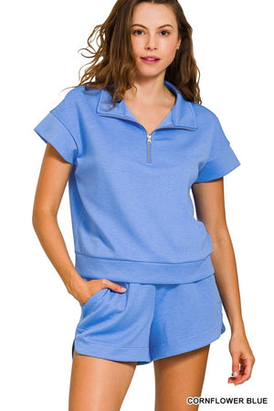 Scuba Half Zip Top & Shorts Set