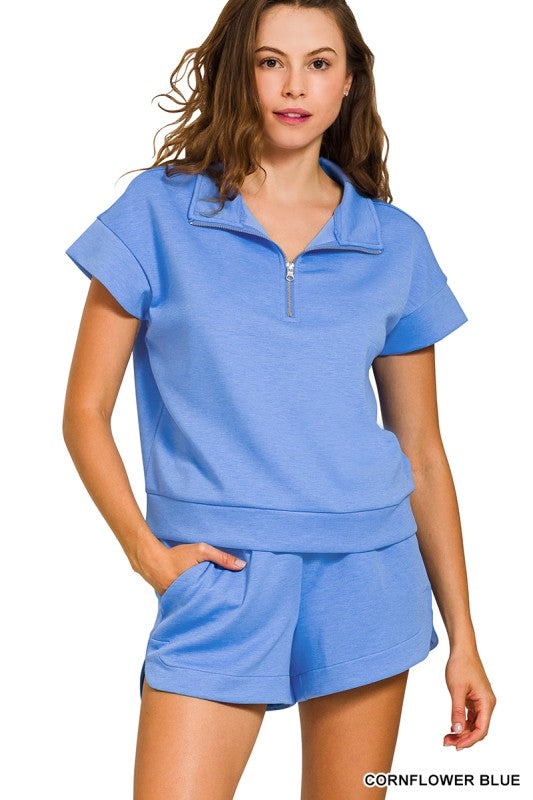 Scuba Half Zip Top & Shorts Set