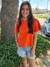Faux Leather Scalloped Top