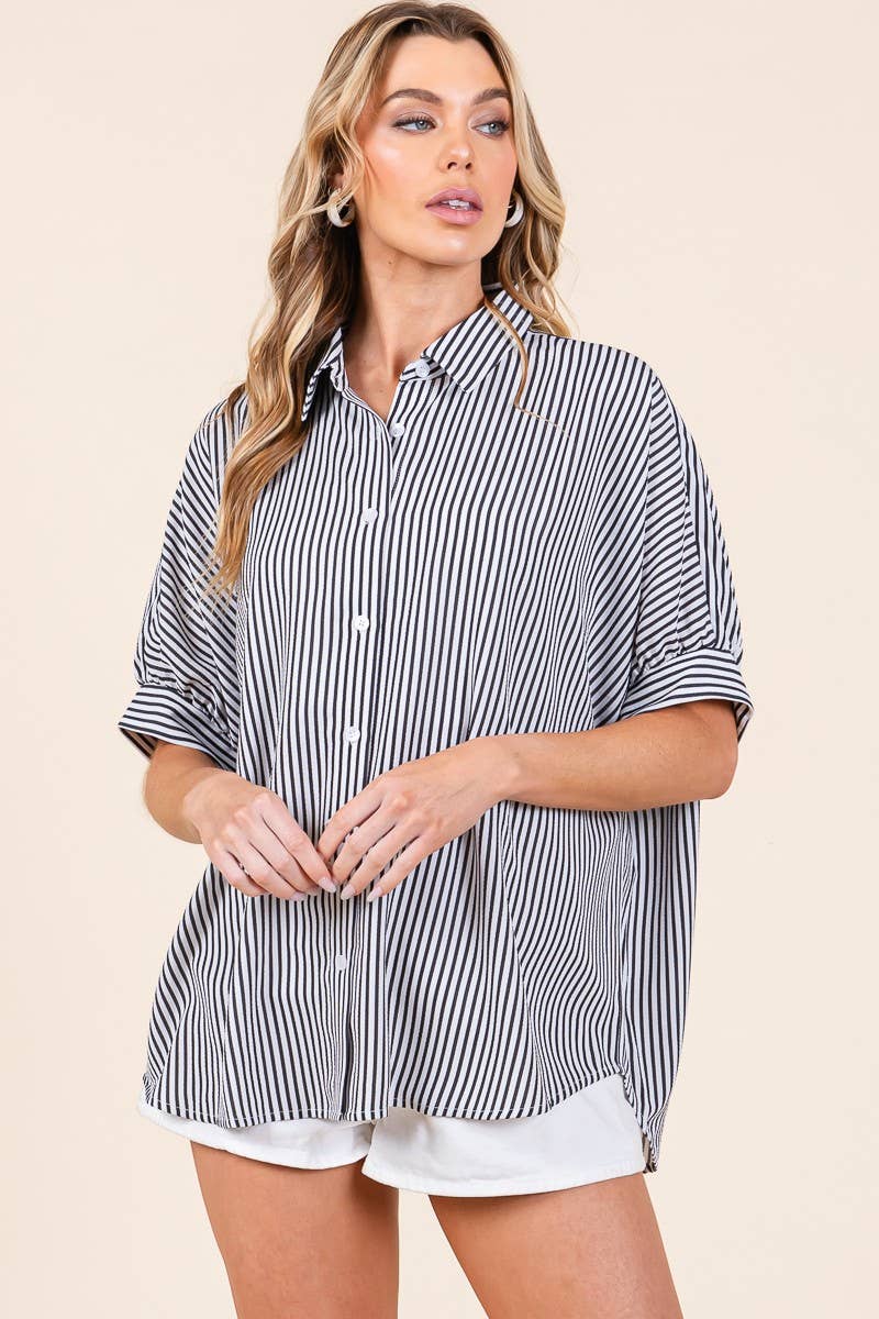 Oversized Striped Button Down Shirt