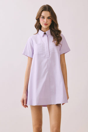 Contrast Stitching Shirt Dress