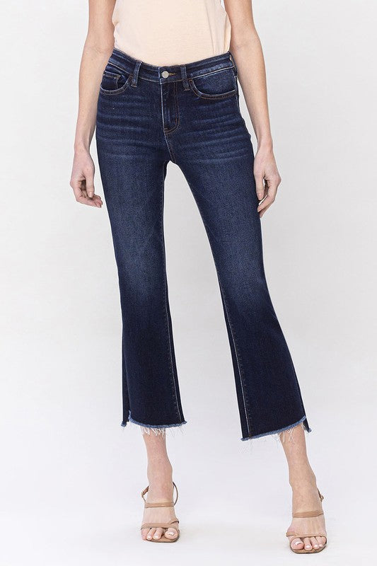 High Rise Crop Flare Denim