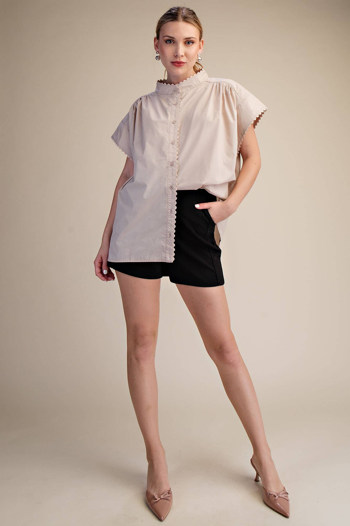 Cap Sleeve Oversized Shirt