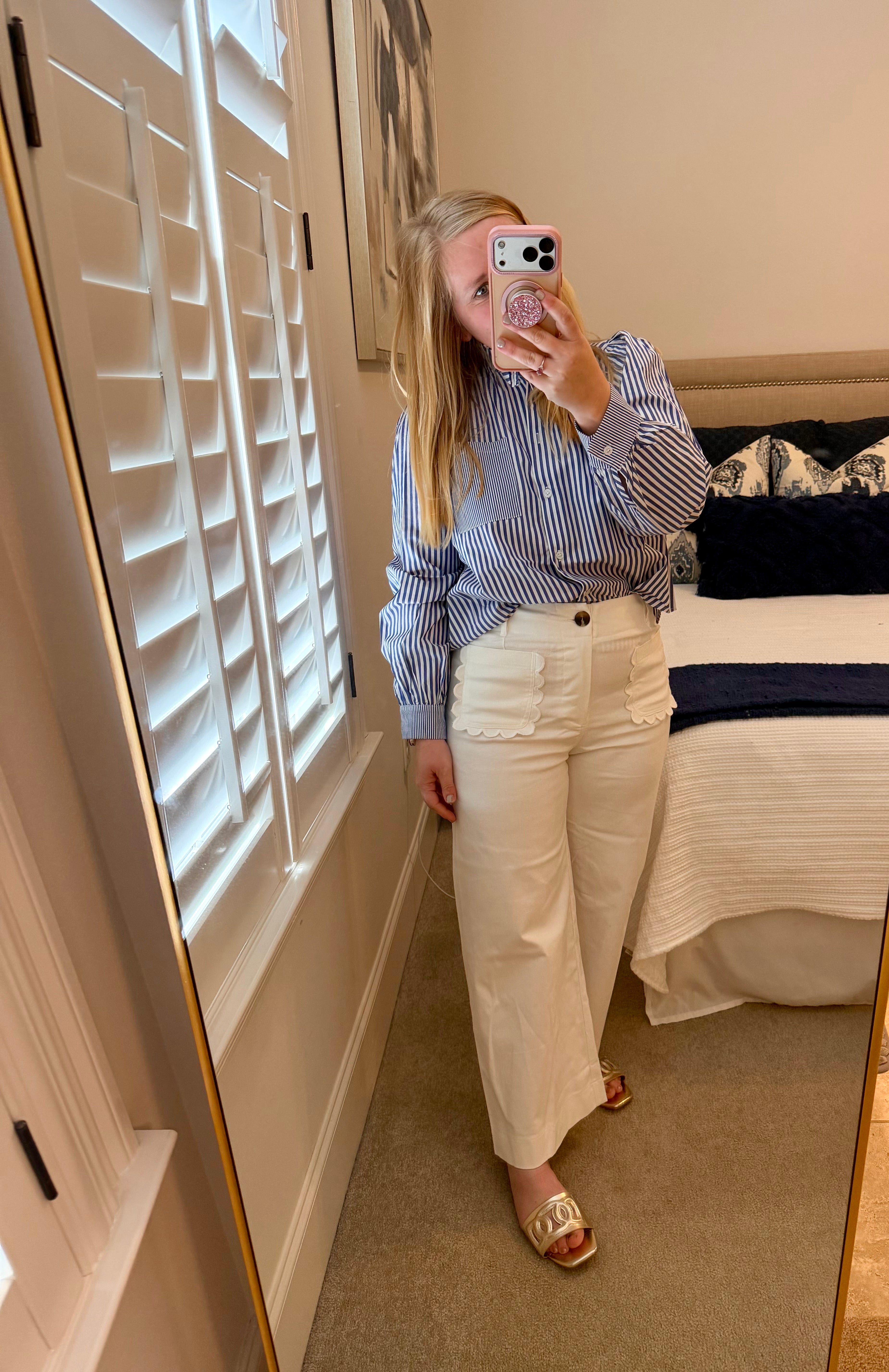 Striped Ruffle Neck Shirt