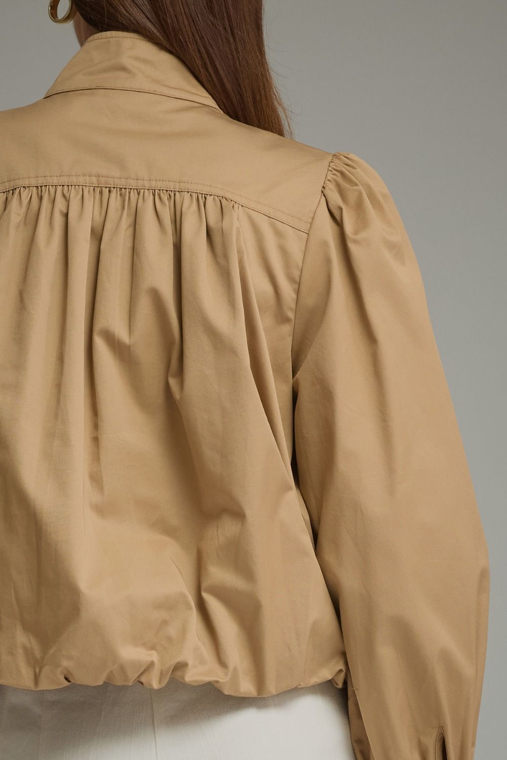 Stand Collar Puff Sleeve Jacket