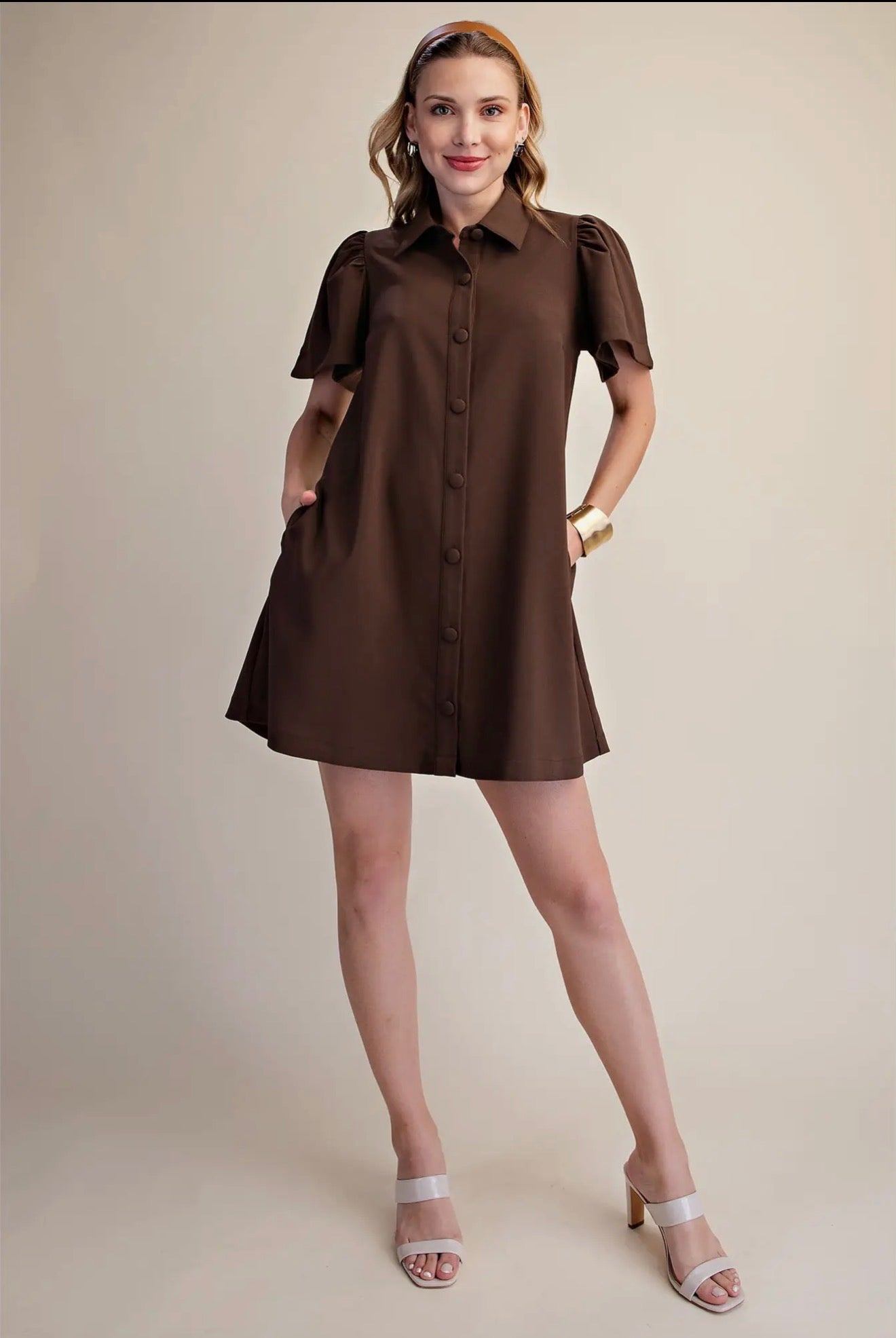 Collared Button Mini Dress