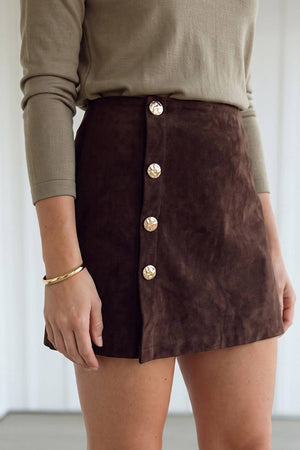 Vintage Gold Button Asymmetric Wrapped Skort (October arrival)