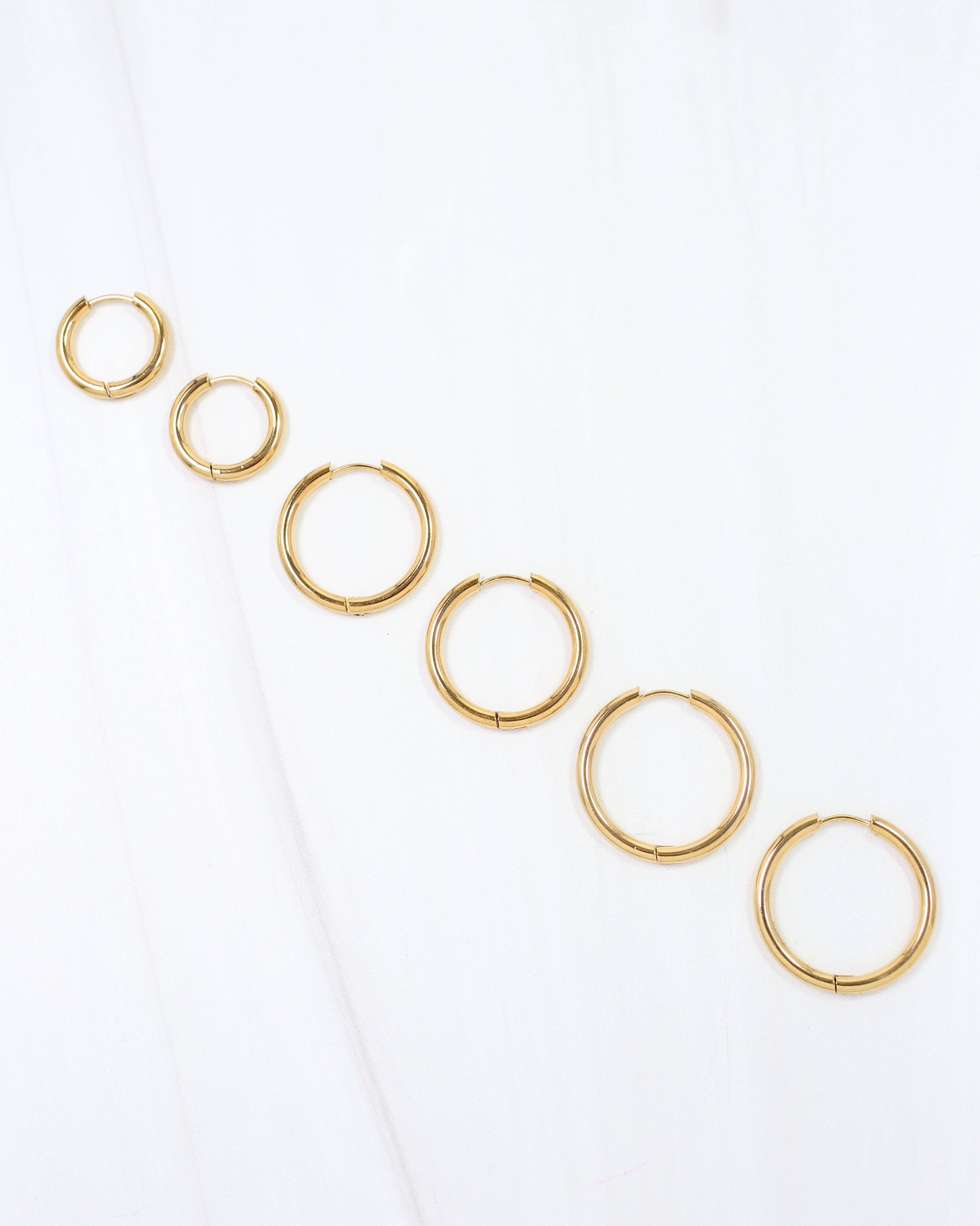 Hoop Earring Trio Waterproof Gold
