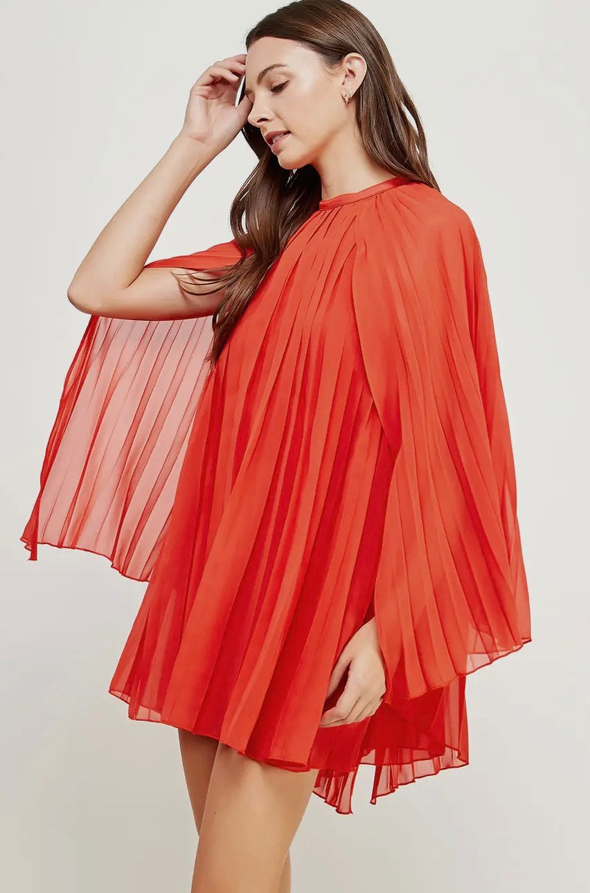 Chiffon Cape Mini Dress