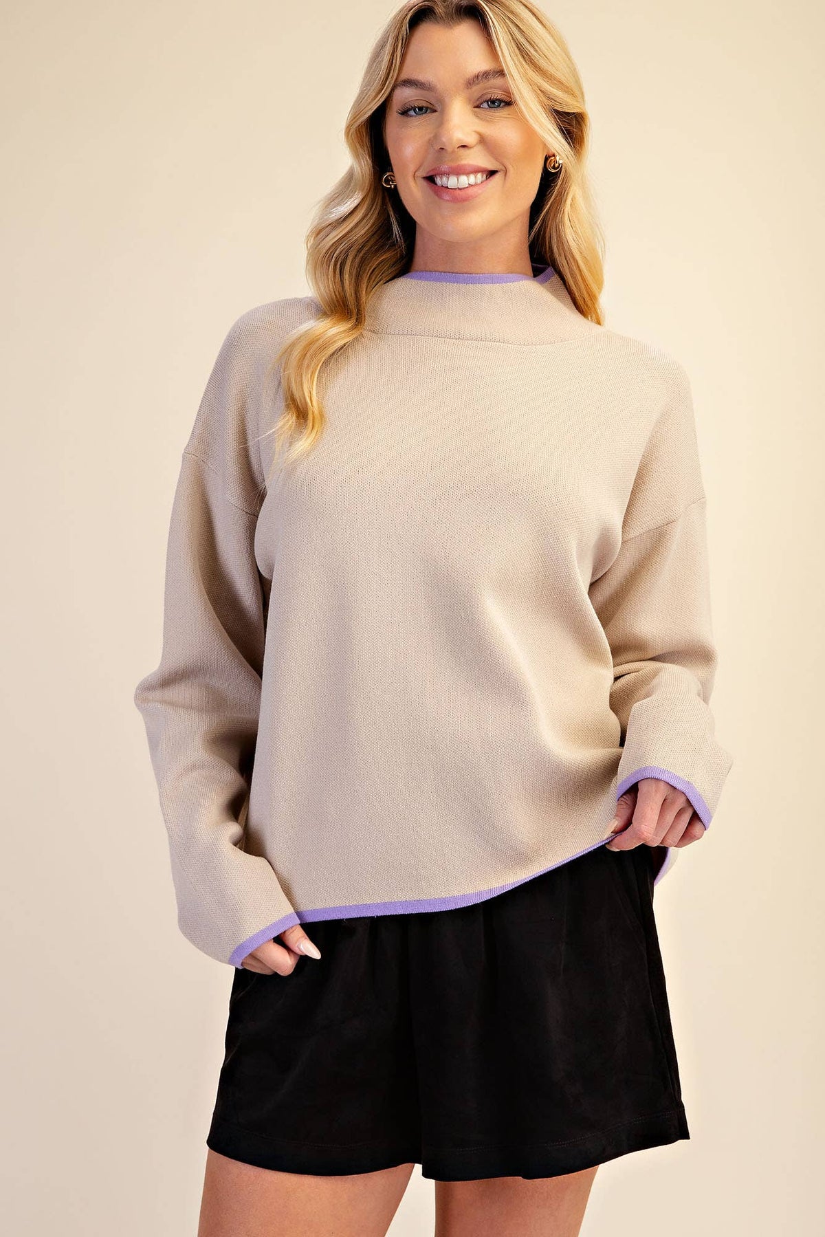 Mock Neck Long Sleeves Sweater