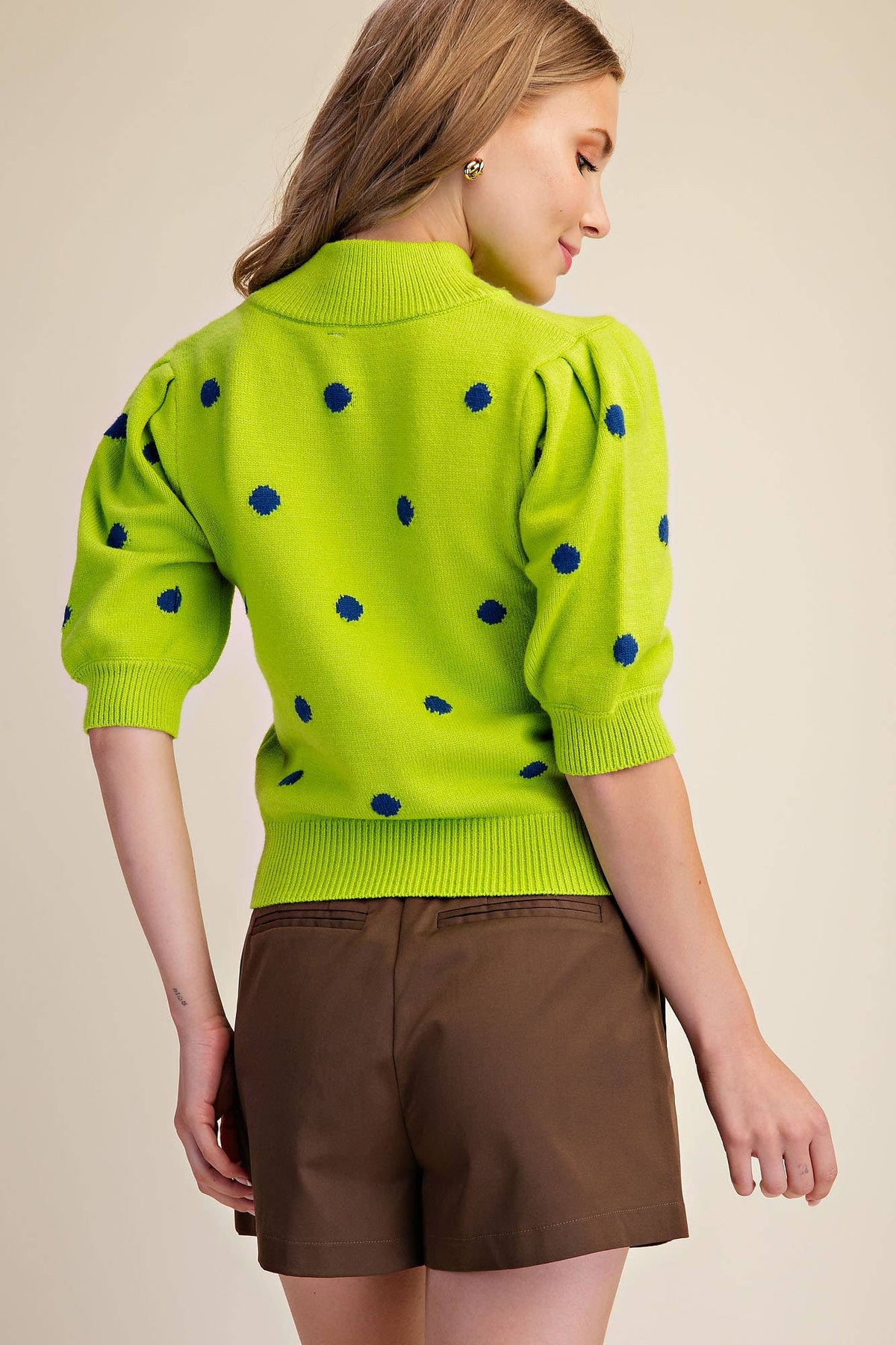 Polka Dot Mock Neck Sweater