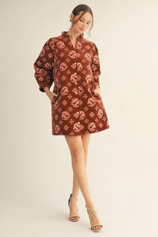Button Down Jacquard Dress