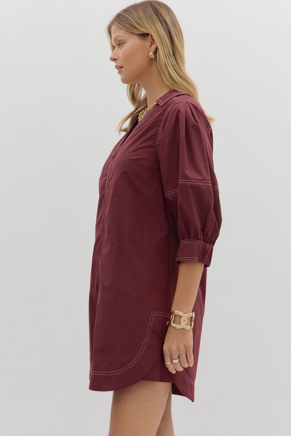 Lantern Sleeve Mini Dress