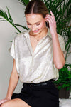 Collared Metallic Woven Top
