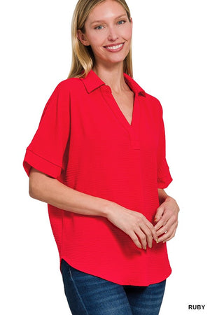 Airflow Collared Top