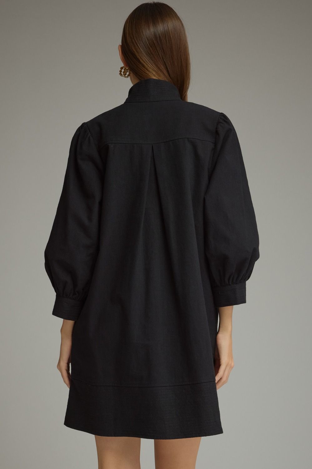 Stand Collar Balloon Sleeve Mini Dress
