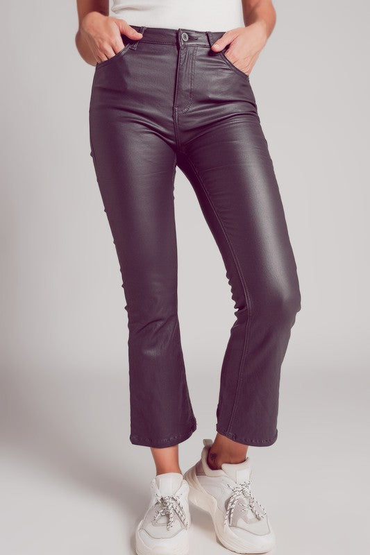 Faux Leather Flare Pant
