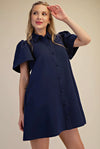 Collared Button Mini Dress