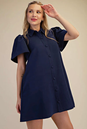 Collared Button Mini Dress