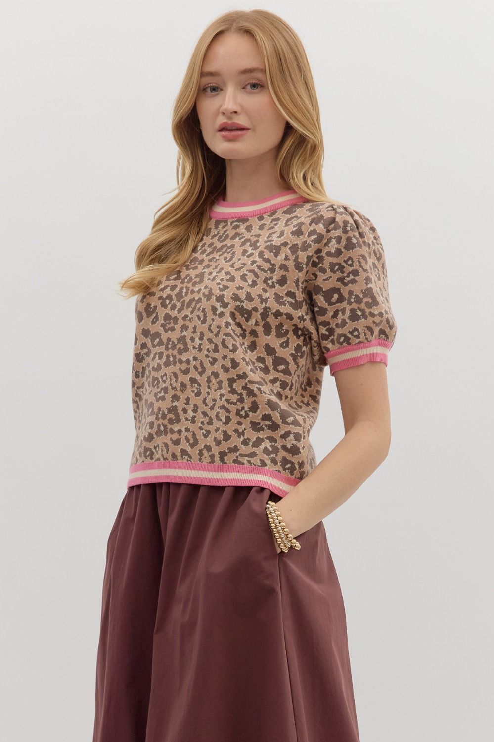 Accent Band Leopard Top
