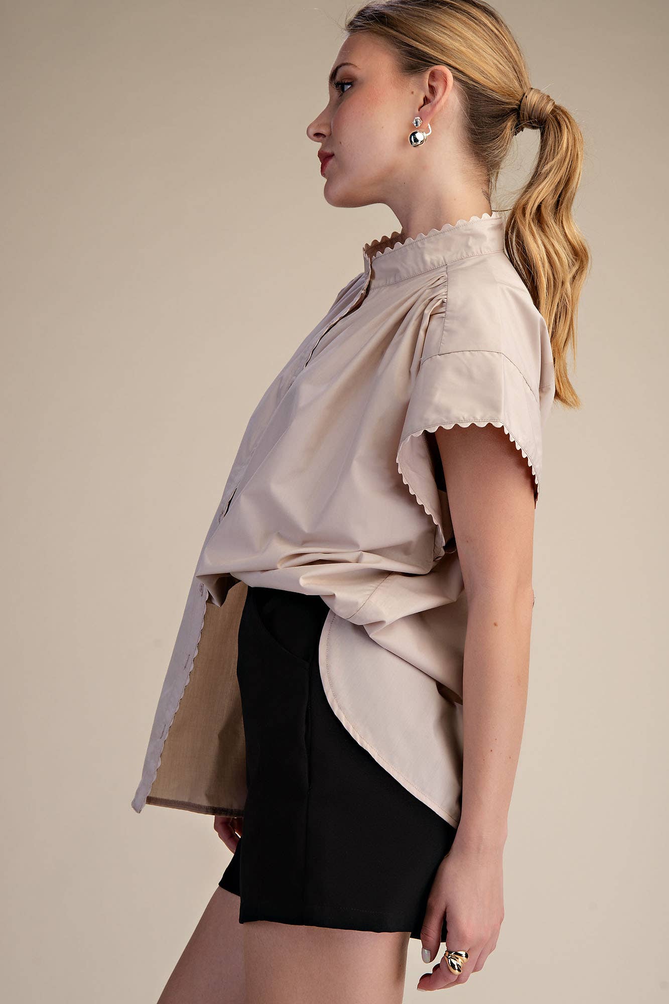 Cap Sleeve Oversized Shirt