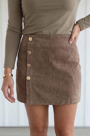 Vintage Gold Button Asymmetric Wrapped Skort (October arrival)