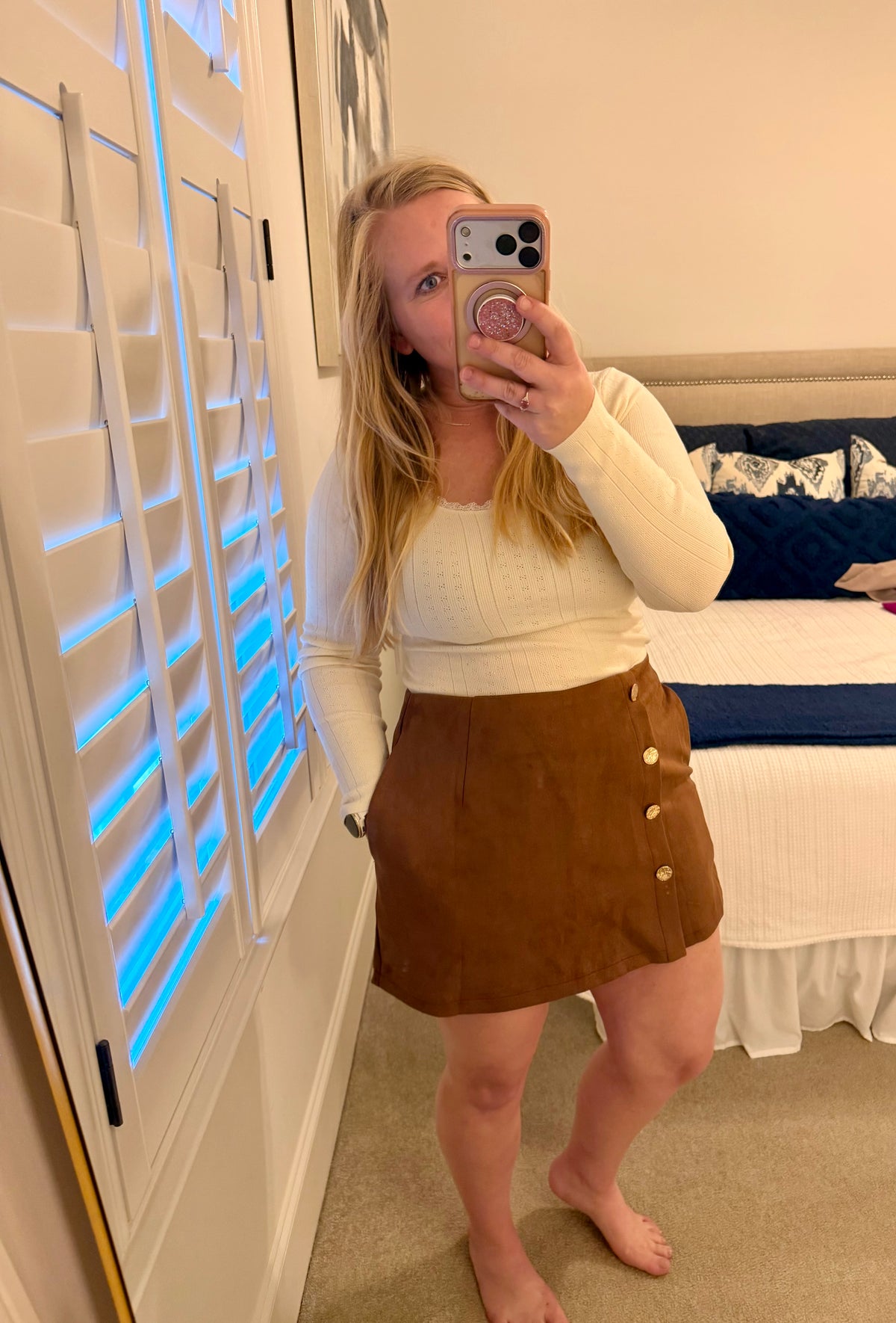 Vintage Gold Button Asymmetric Wrapped Skort