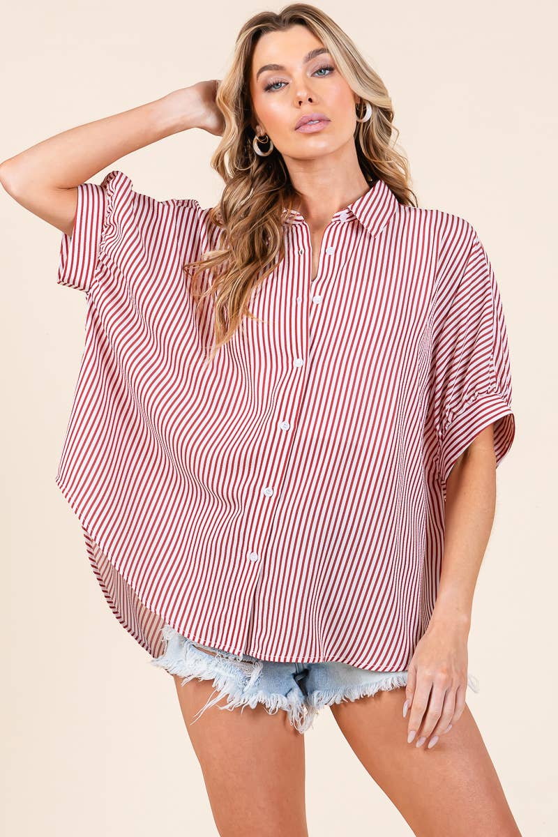 Oversized Striped Button Down Shirt