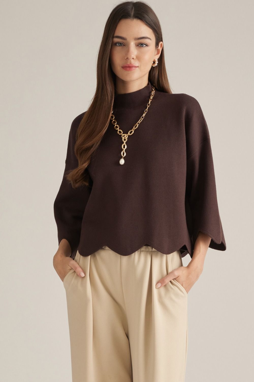 Scalloped Hem Sweater