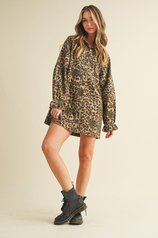 Denim Leopard Dress