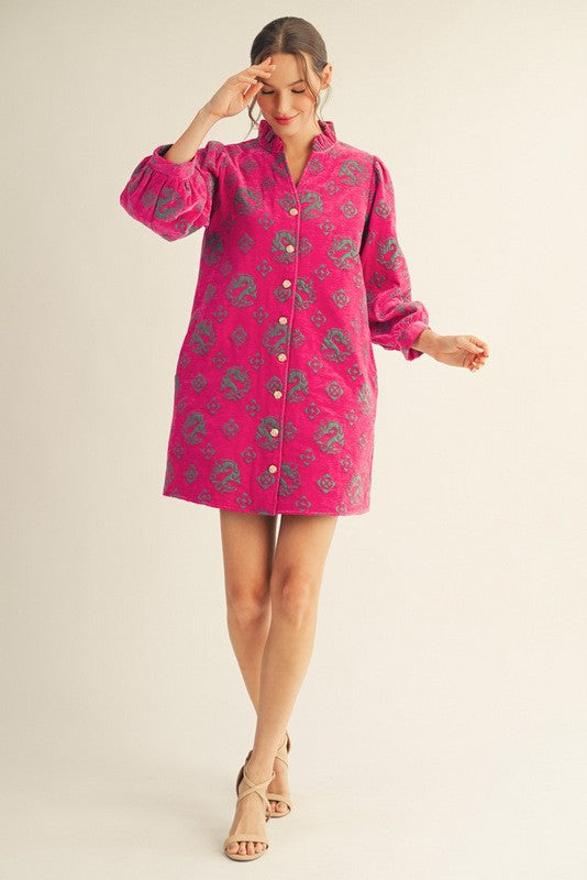 Button Down Jacquard Dress