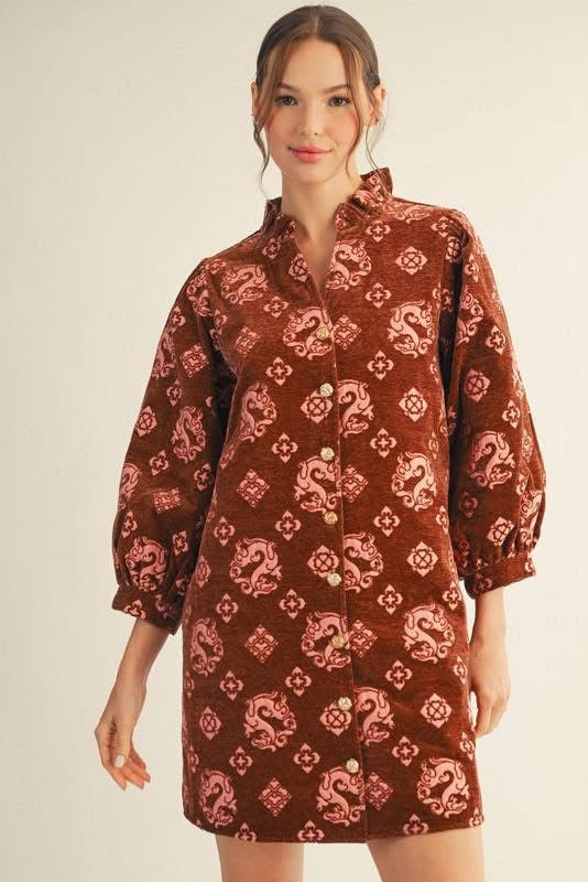 Button Down Jacquard Dress