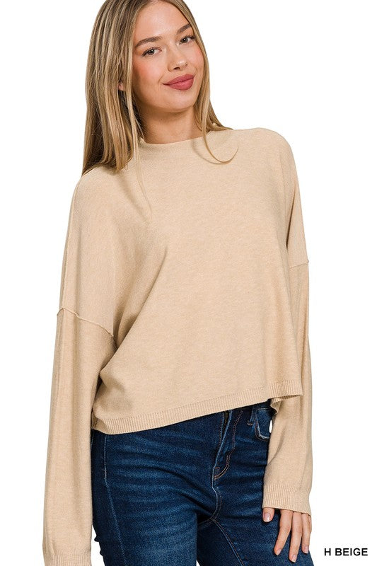 Mock Neck Drop Shoulder
