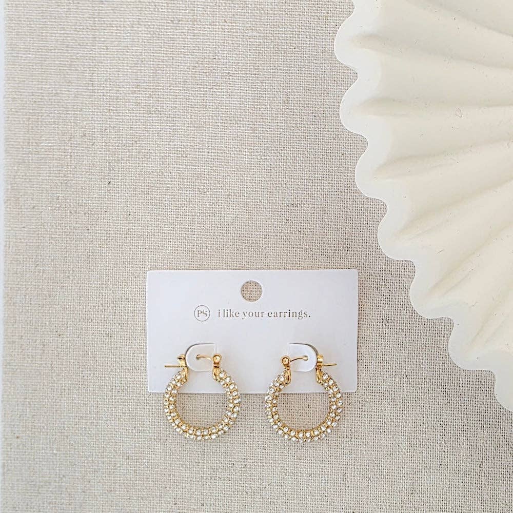 Lizzie Pave Hoops - WATERPROOF
