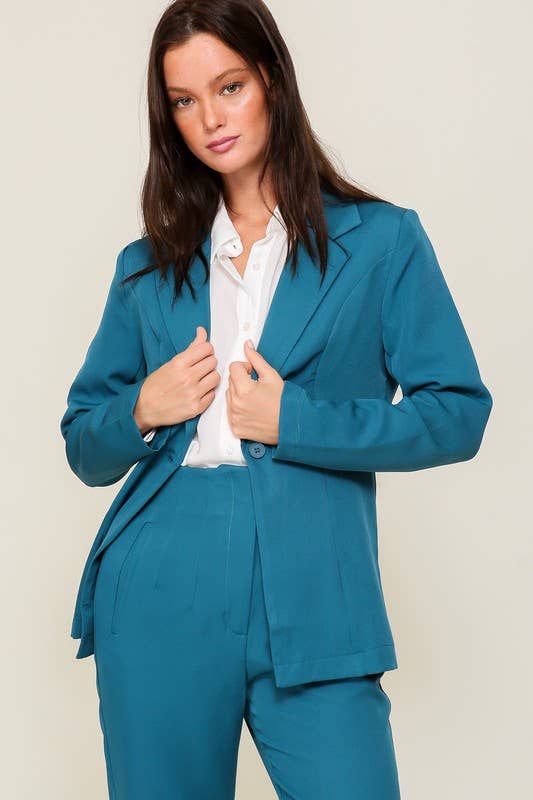 Classic One-Button Tailored Blazer