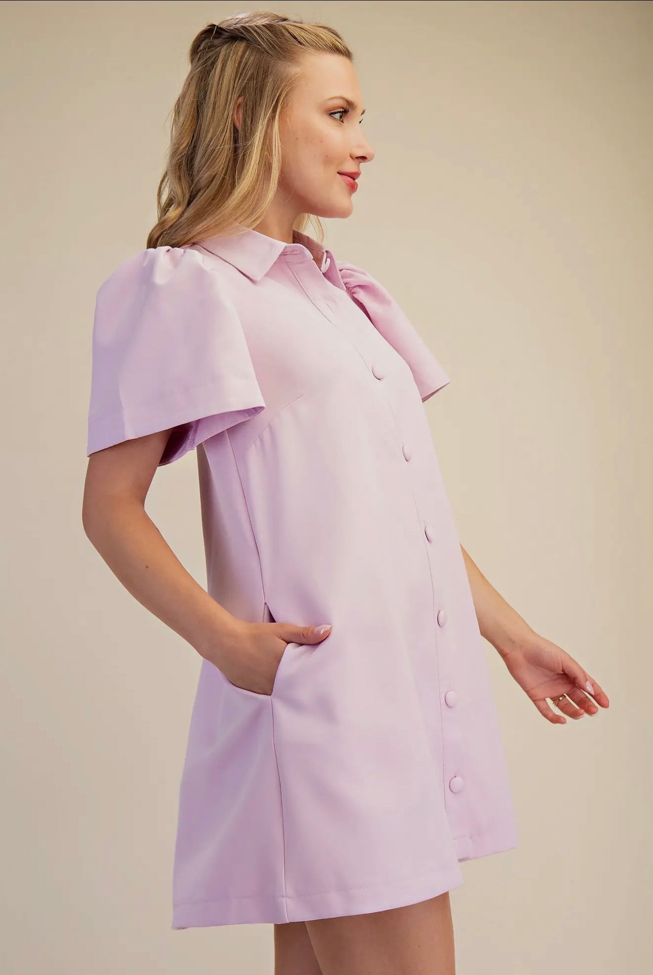 Collared Button Mini Dress