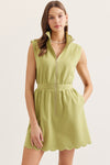 Scalloped Zip Up Mini Dress