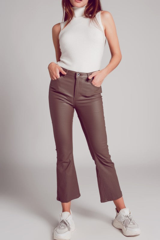 Faux Leather Flare Pant
