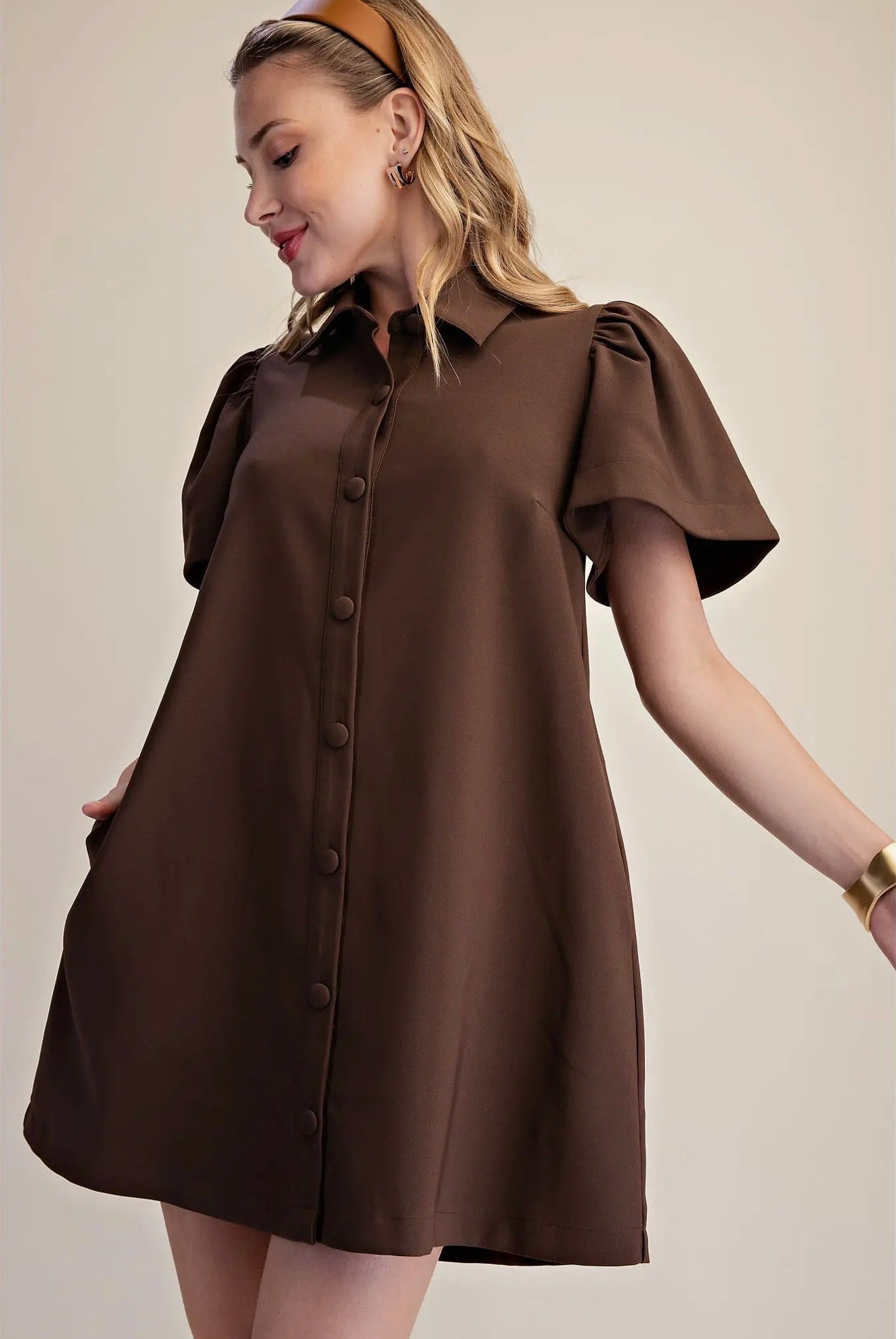 Collared Button Mini Dress