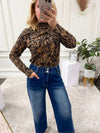 Animal Print Mock Neck