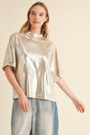 Glossy Mock Neck Top