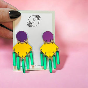 Acrylic Mardi Gras Earrings