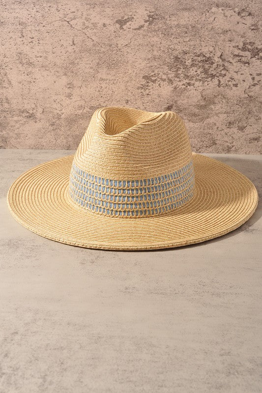 Woven Striped Fedora Hat