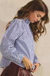 Striped Ruffle Neck Shirt