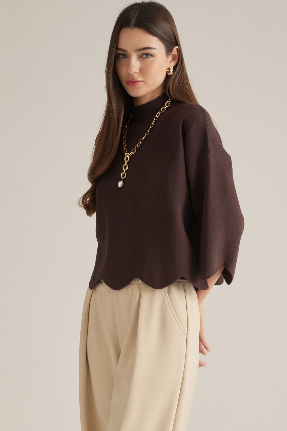 Scalloped Hem Sweater