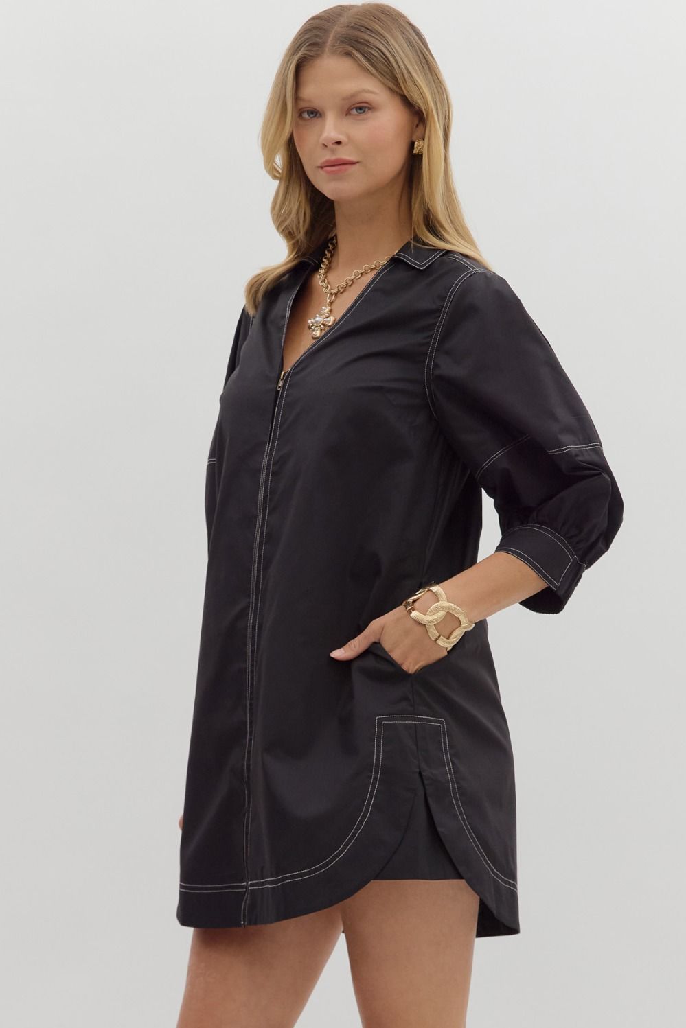 Lantern Sleeve Mini Dress