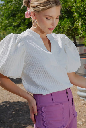Textured Puff Sleeve Top