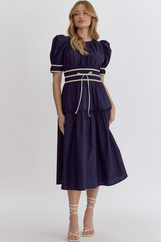 Puff Sleeve Midi Dress